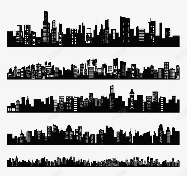 黑色城市建筑png免抠素材_新图网 https://ixintu.com 城市建筑 手绘建筑 黑色建筑物