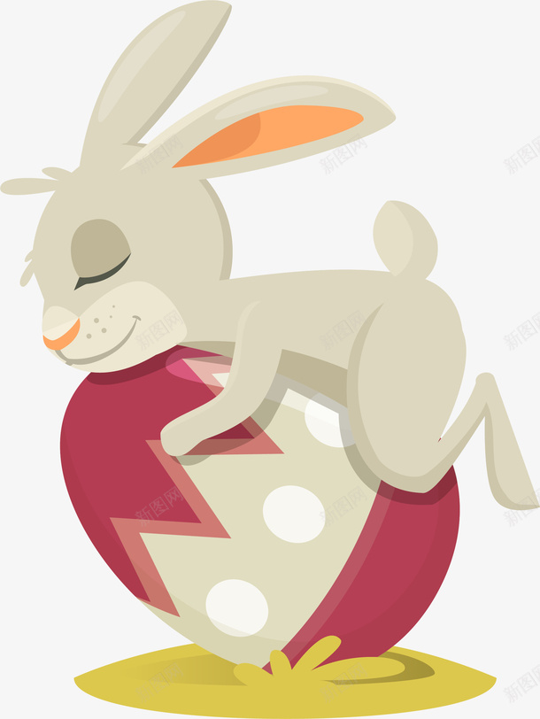 复活节趴在彩蛋上的兔子png免抠素材_新图网 https://ixintu.com 可爱兔子 复活节 开心 灰色兔子 节日 趴在彩蛋上的兔子