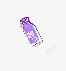 紫色漂流瓶玻璃瓶高清图片