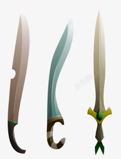剑身锋利的三种剑高清图片