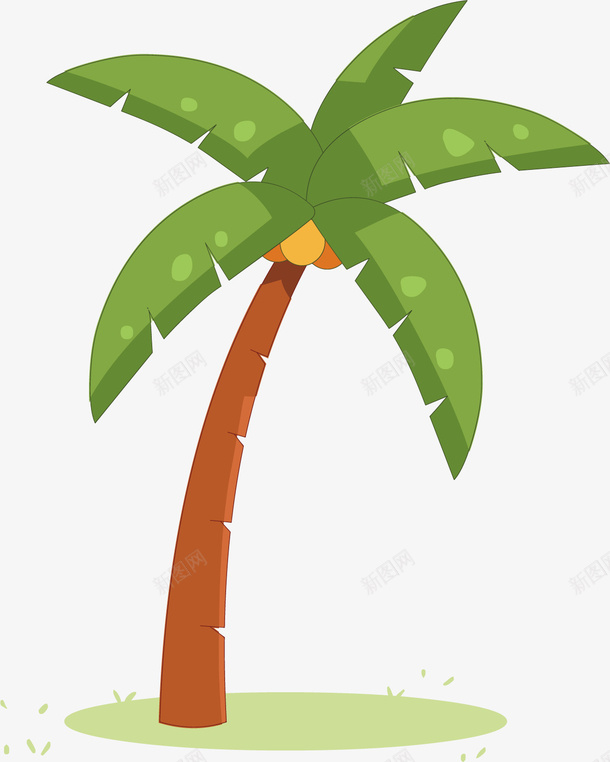 绿色的椰子树矢量图ai免抠素材_新图网 https://ixintu.com 叶子 夏季 枝干 椰子 波点 甜食 绿色 矢量图
