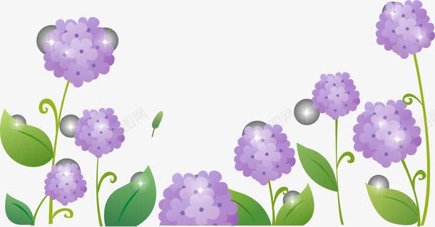 紫色花卉png免抠素材_新图网 https://ixintu.com AI 卡通 底纹 手绘 紫色 线条 绣球花 花卉 花朵 花纹