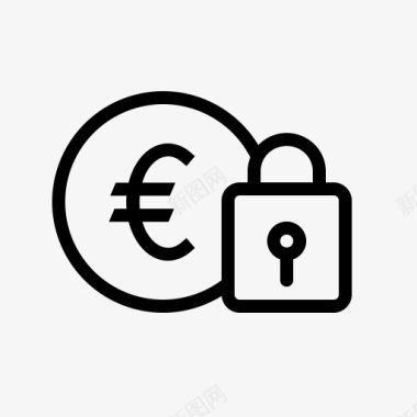 货币欧元锁钱价格安全安全货币图标图标