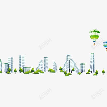 3D城市psd免抠素材_新图网 https://ixintu.com 3D 城市 效果 楼 热气球 科技