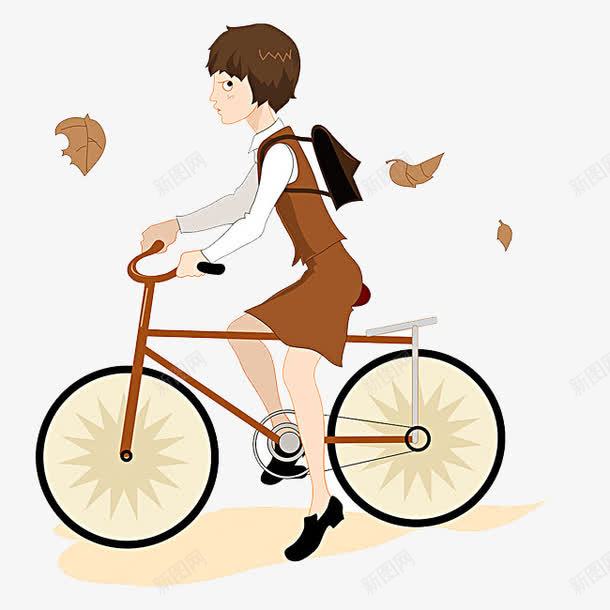 骑自行车的人png免抠素材_新图网 https://ixintu.com 人 叶子 自行车 骑车
