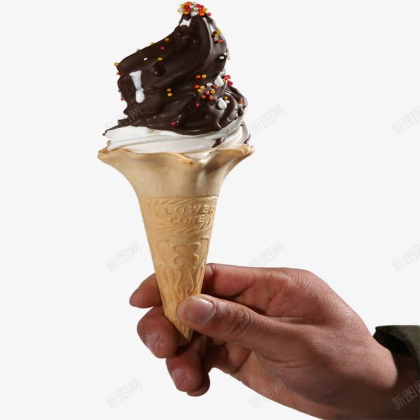 巧克力口味冰淇淋png免抠素材_新图网 https://ixintu.com 冰淇淋 冰激凌 奶油 巧克力 蛋卷冰淇淋