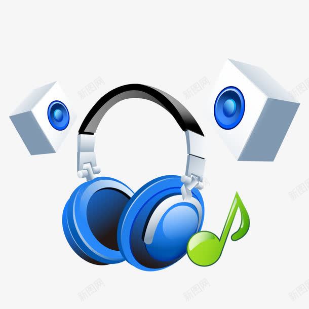 蓝色头戴式耳机png免抠素材_新图网 https://ixintu.com 头戴式 耳机 蓝色 蓝色耳机 音乐