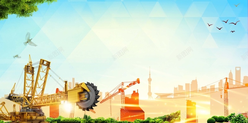 煤矿安全宣传展板海报背景模板psd设计背景_新图网 https://ixintu.com 城市背景 安全制度 宣传图片 宣传栏 挖掘机 树 煤矿安全 白云 蓝天 警示栏 飞鸟