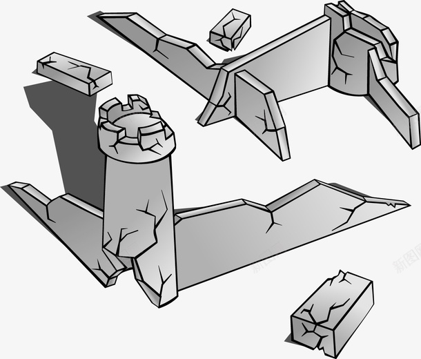 损坏的墙壁矢量图ai免抠素材_新图网 https://ixintu.com 免费矢量下载 城堡 损坏的墙壁 矢量图