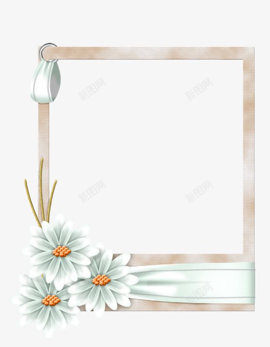 白色花朵手绘边框纹理png免抠素材_新图网 https://ixintu.com 手绘 白色 花朵 边框纹理