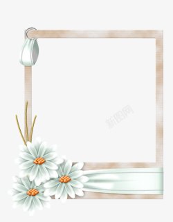 白色花朵手绘边框纹理素材