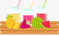 卡通夏天水果饮料插图矢量图素材