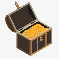 海盗藏宝图装满金币的宝箱矢量图高清图片