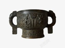 中国风青铜器饕餮纹青铜樽高清图片
