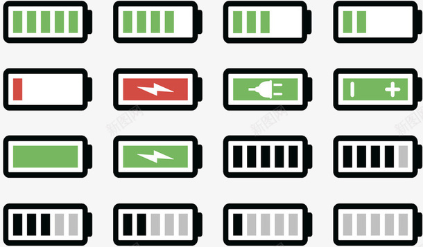 多个手绘电池图标图标
