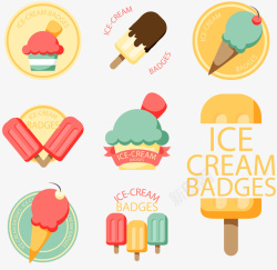 奶油冰激凌标签矢量图素材