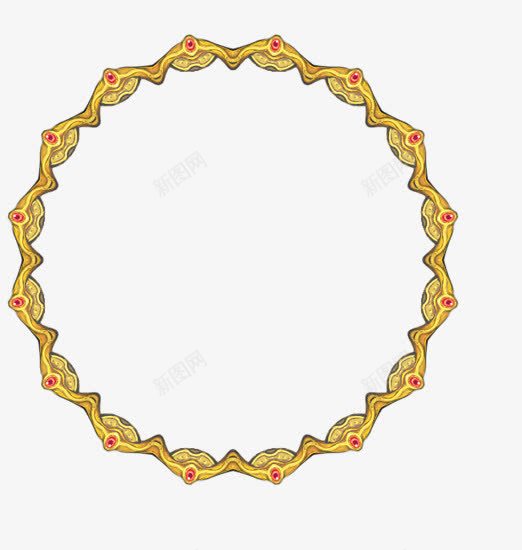 金色边框psd免抠素材_新图网 https://ixintu.com 圆形框 欧式 编织 金色