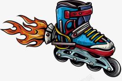 熘冰场涂鸦安装马达的溜冰鞋高清图片