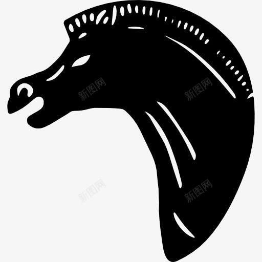 马的头朝左的轮廓与白色的细节图标png_新图网 https://ixintu.com 侧面的剪影 动物 马 马的侧面
