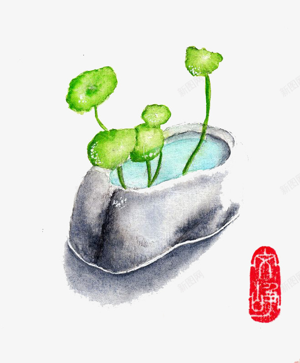 水彩植物png免抠素材_新图网 https://ixintu.com 卡通 植物 水彩 绿色 装饰