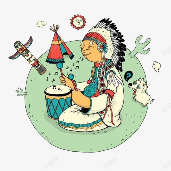 土著居民png免抠素材_新图网 https://ixintu.com 卡通画 原始文化 彩色