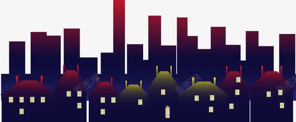 卡通城市剪影png免抠素材_新图网 https://ixintu.com 剪影 卡通 城市