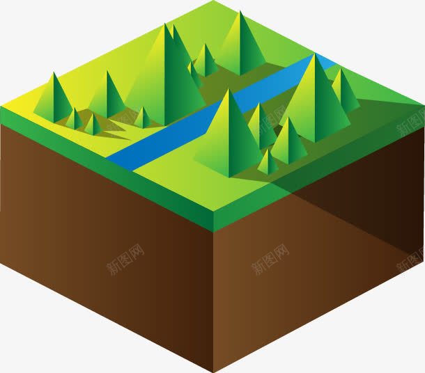 山河png免抠素材_新图网 https://ixintu.com 免费矢量 免费矢量下载 山河 插画 河道 绿色