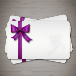装饰礼品卡紫色蝴蝶结装饰礼品卡背景矢量图高清图片