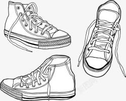 黑白底线条勾勒运动鞋矢量图高清图片
