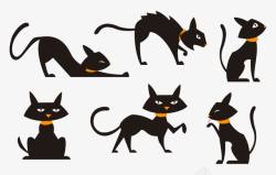 长尾猫手绘大黑猫装饰高清图片