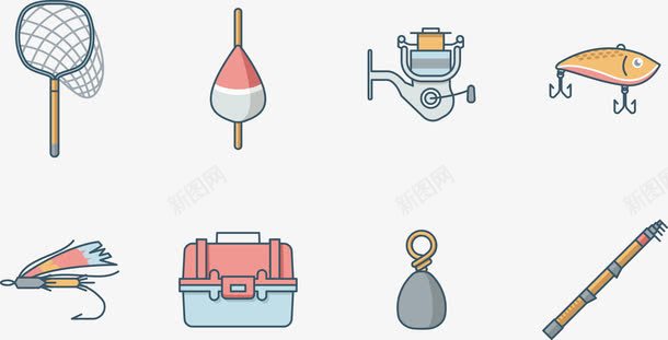 清新钓鱼网矢量图eps免抠素材_新图网 https://ixintu.com 卡通 清新 渔网 钓鱼 鱼钩 矢量图