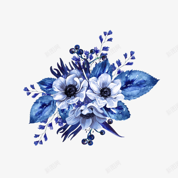 手绘水彩蓝色花朵png免抠素材_新图网 https://ixintu.com 创意 卡通手绘 唯美 小清新 植物 水彩 花卉 花朵