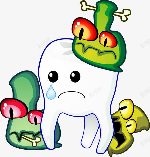细菌和哭泣的牙齿矢量图ai免抠素材_新图网 https://ixintu.com 卡通牙齿 哭泣 哭泣牙齿 牙齿 矢量牙齿 细菌 矢量图