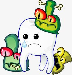 哭泣牙齿细菌和哭泣的牙齿矢量图高清图片