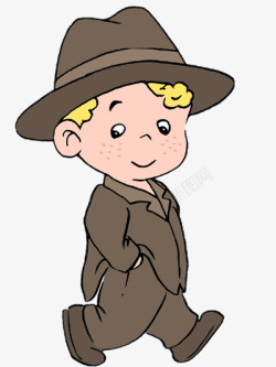 褐色帽子卡通雀斑小男生高清图片
