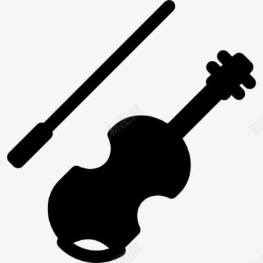 小提琴和琴弓图标图标