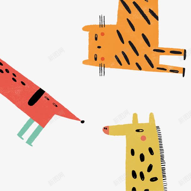 卡通可爱猫狗长颈鹿png免抠素材_新图网 https://ixintu.com 动物 卡通 可爱 狗 猫 长颈鹿