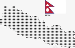 尼泊尔国家地图国旗矢量图素材