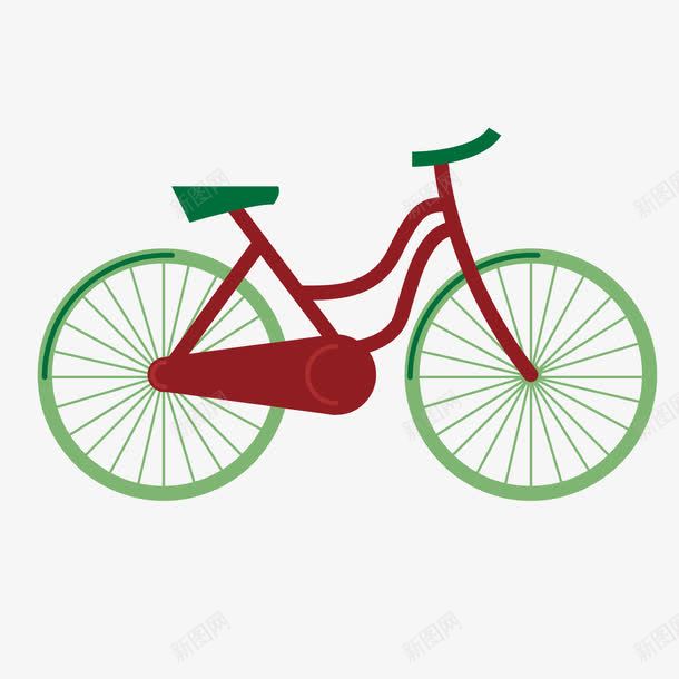 复古自行车插画png免抠素材_新图网 https://ixintu.com 交通工具 绿色出行 自行车 骑行