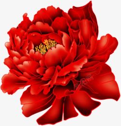 手绘红色复古喜庆花朵素材