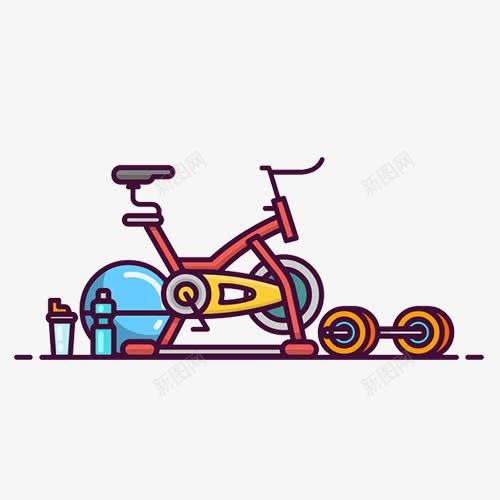 运动健身单车png免抠素材_新图网 https://ixintu.com 健身 单车 彩色 简约 运动