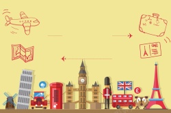 地标性旅游胜地手绘英欧旅游海报背景模板矢量图高清图片