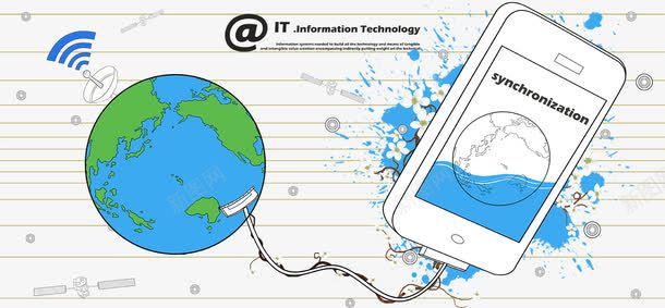 地球和手机连接png免抠素材_新图网 https://ixintu.com 卡通地球 地球 地球连接 手机 手机连接 蓝色地球