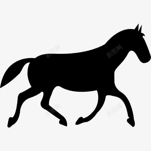 黑马行走的姿势图标png_新图网 https://ixintu.com 一边看 动物的轮廓 姿势 散步 马的姿态 骑马 黑色剪影