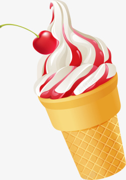 一个甜筒冰淇淋红色立体果酱冰淇淋高清图片