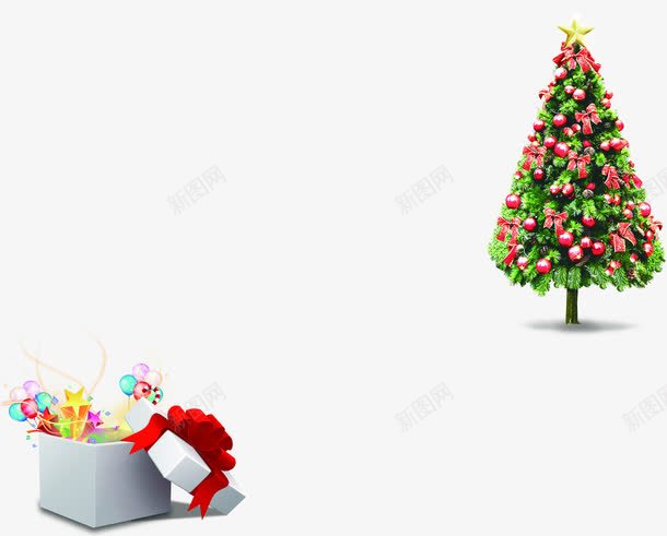 手绘圣诞节白色礼物圣诞树png免抠素材_新图网 https://ixintu.com 圣诞树 圣诞节 白色 礼物