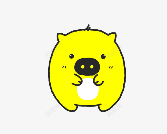 黄色的猪猪png免抠素材_新图网 https://ixintu.com 动物 卡通动物 卡通猪 猪 白色 黄色 黑色