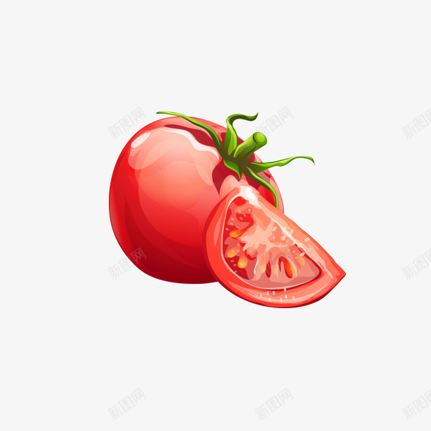 卡通番茄psd免抠素材_新图网 https://ixintu.com 卡通 手绘 番茄 红色 蔬菜