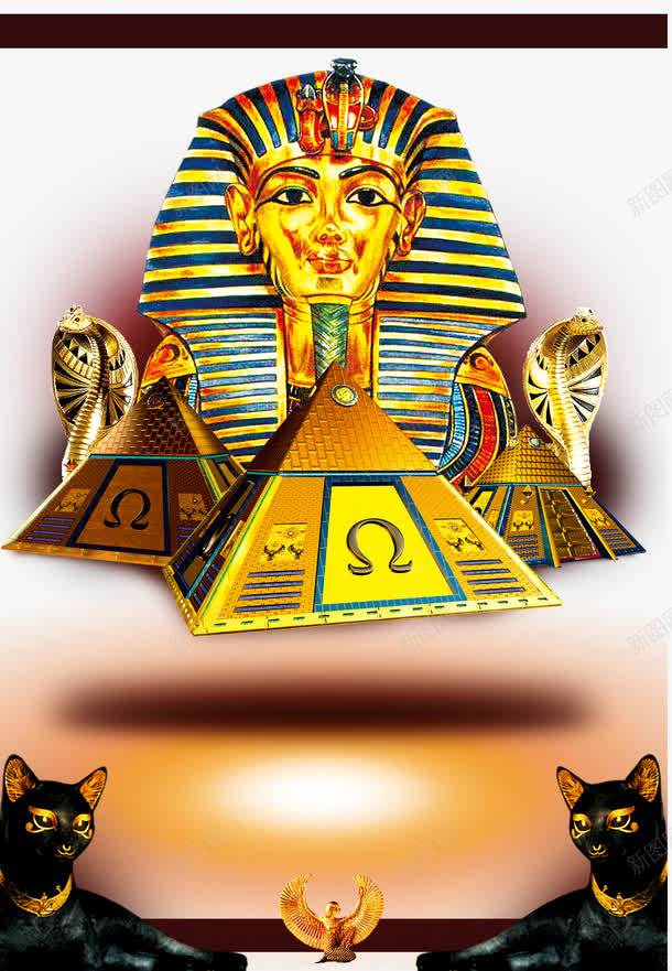 装饰图案psd免抠素材_新图网 https://ixintu.com 埃及 狮身人面像 金字塔
