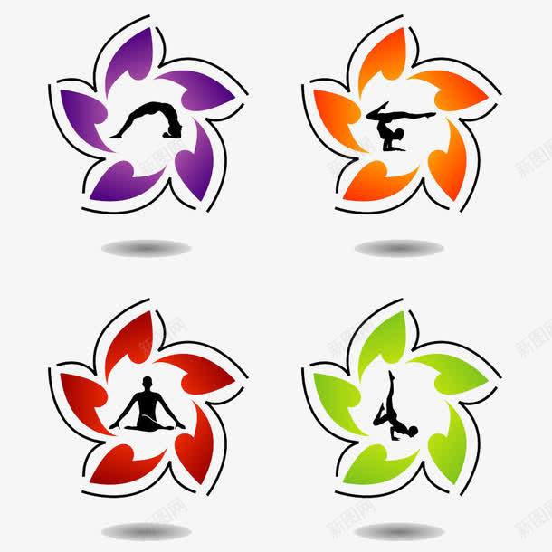 花朵瑜伽logo片图标png_新图网 https://ixintu.com 卡通 瑜伽logo设计 花朵